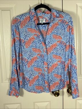 HIHO Blue & Coral Button-Down Shirt